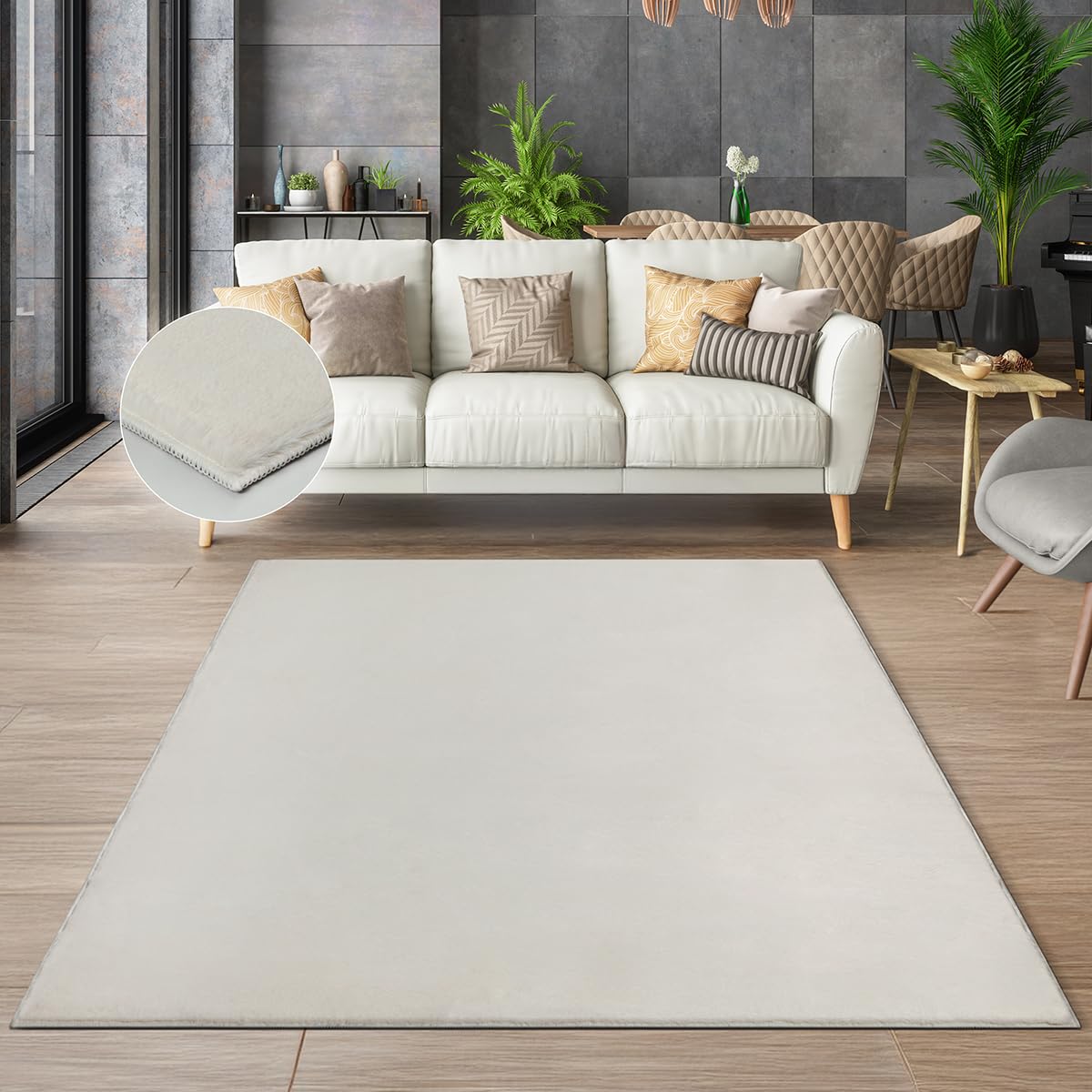 Tapis fausse fourrure crème lavable chauffage au sol