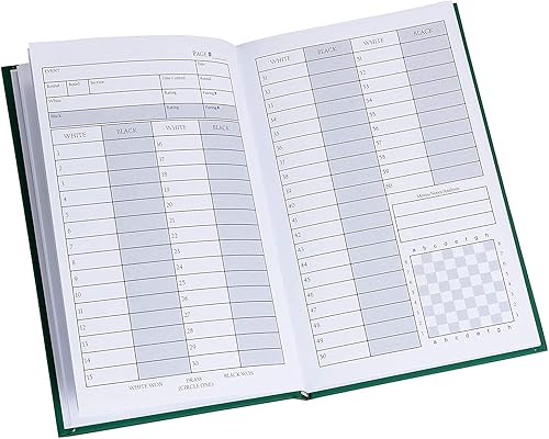 Miniatura 11 de WE Games Libro de puntuación y notación (6 unidades) - Libros de ajedrez de tapa dura verde con 100 páginas, ideal para clubes y torneos