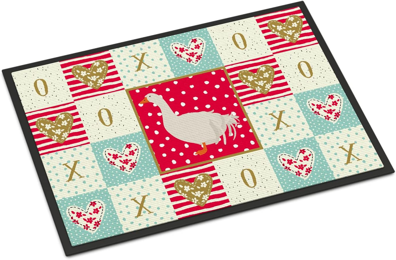 Caroline's Treasures CK5329JMAT Sebastopol Goose Love Doormat 24x36, Red Front Door Mat Indoor Outdoor Rugs for Entryway, Non Slip Washable Low Pile, 24H X 36W