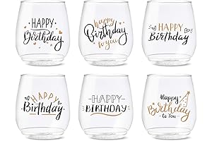 Tossware Unbreakable Plastic Golden Birthday Wine Glasses