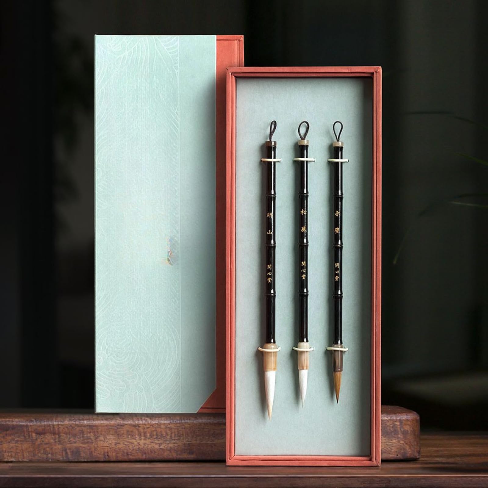 3-teiliges Set mit Geschenkbox, Schreibpinsel, Kalligraphie-Pinsel, normale Schrift, Praxis, Kalligraphie, Schreibpinsel