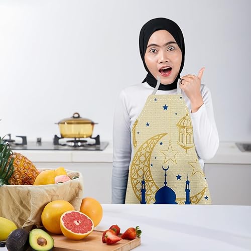 Miniatura 7 de 4 delantales de Ramadán blanco y azul, estrella y luna, Ramadán, delantal ajustable de Ramadán, Kareem, decoraciones Eid para el hogar, delantal de