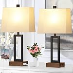 Double Gourd Ceramic Table Lamps Set of 2, Modern White Bedside Lamps for Night Stand, Contemporary Nightstand Lamps for Bedroom Living Room (Bulb Included)