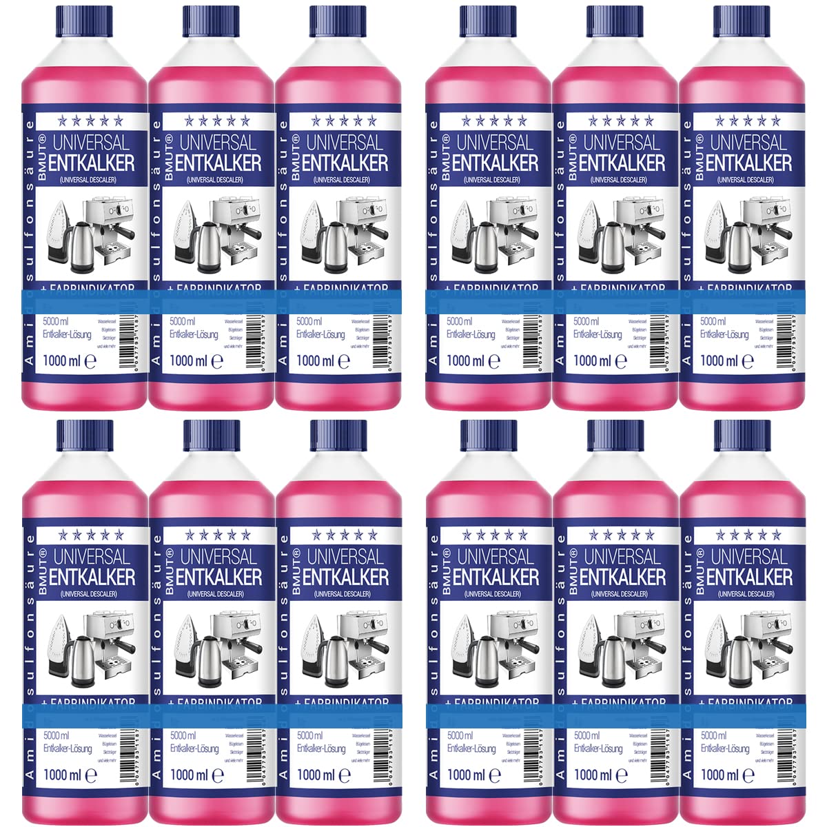 Descalcificador universal de 1000 ml para cafeteras automáticas y máquinas de café, para 8 operaciones de descalcificación 125 ml cada una, 12 botellas