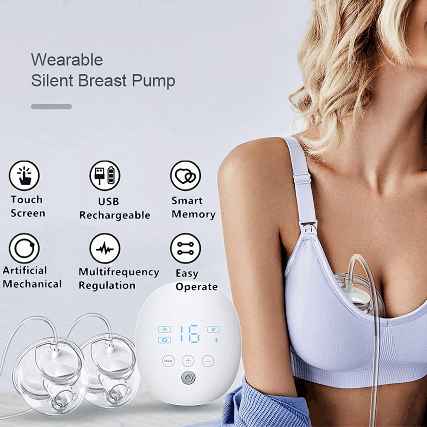 Huayuet Wearable Breast Pump Hands Free Double Portable Breast Pumps 16