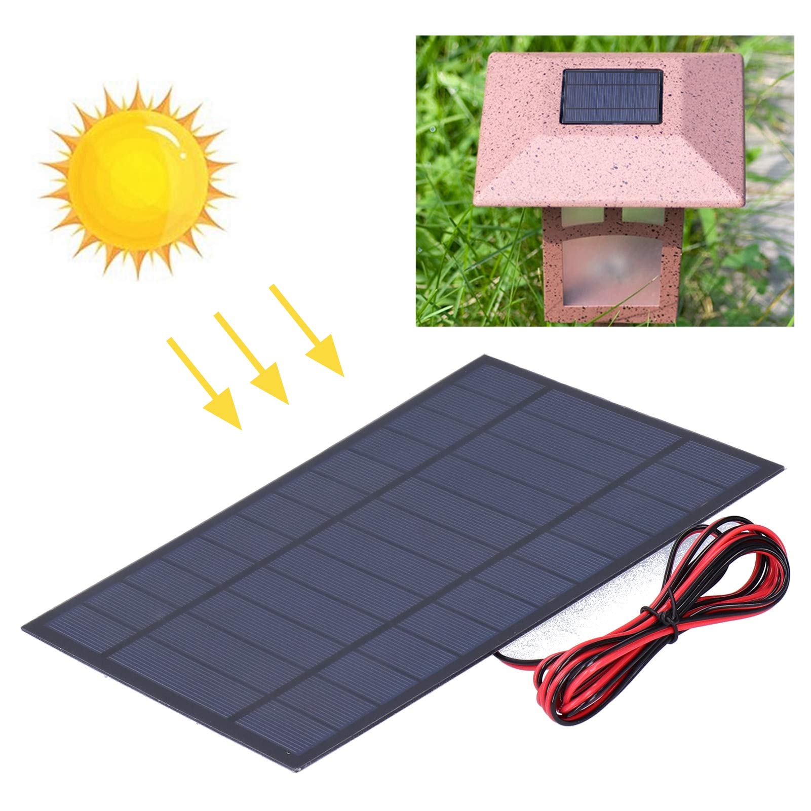 1 Piezas 6V 6W 170 x 230 mm,Micro Mini Células de Panel Solar, Mini Células Solares Polisilicio con 200cm Cable Negro Rojo para DIY Materiales de Juguete Eléctrico Células Fotovoltaicas Solares