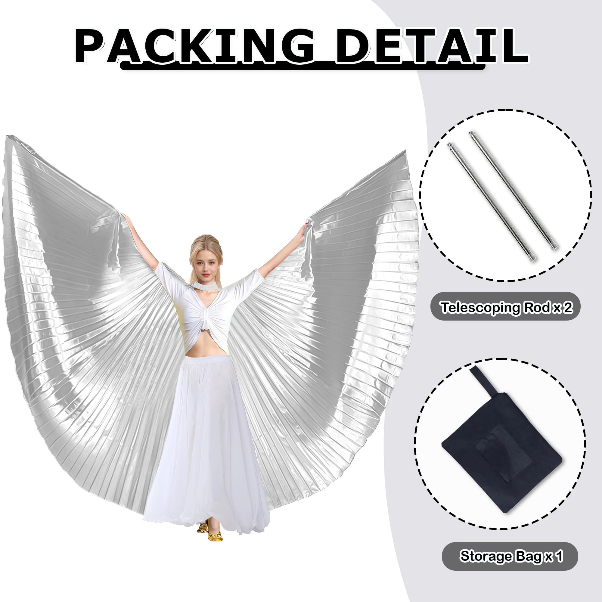 MUNAFIE Unisex Isis Flügel für Erwachsene Bauchtanz Flügel Umhang mit Stöcke Halloween Bauchtanz Kostüm Damen für Karneval Cosplay Tanzen