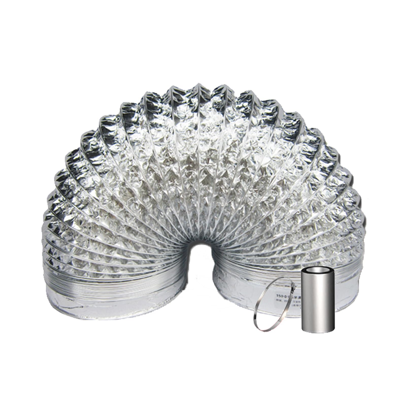 Condotto flessibile in foglio di alluminio, Tubo flessibile di ventilazione in alluminio con morsetti for ventola di estrazione HVAC for asciugatrice 80-300 mm 2-5 m(5m,250mm)