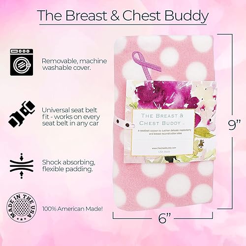 Miniatura 6 de The Breast and Chest Buddy - Cojín para cinturón de seguridad para mastectomía y reconstrucción mamaria, lunares y cinta para cáncer de mama