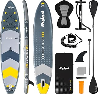 Rebel Brett SUP gepumpt mit Schwimmsitz Drop-Stitch 350 cm Set Paddel Pumpe Rucksack RBA-4501