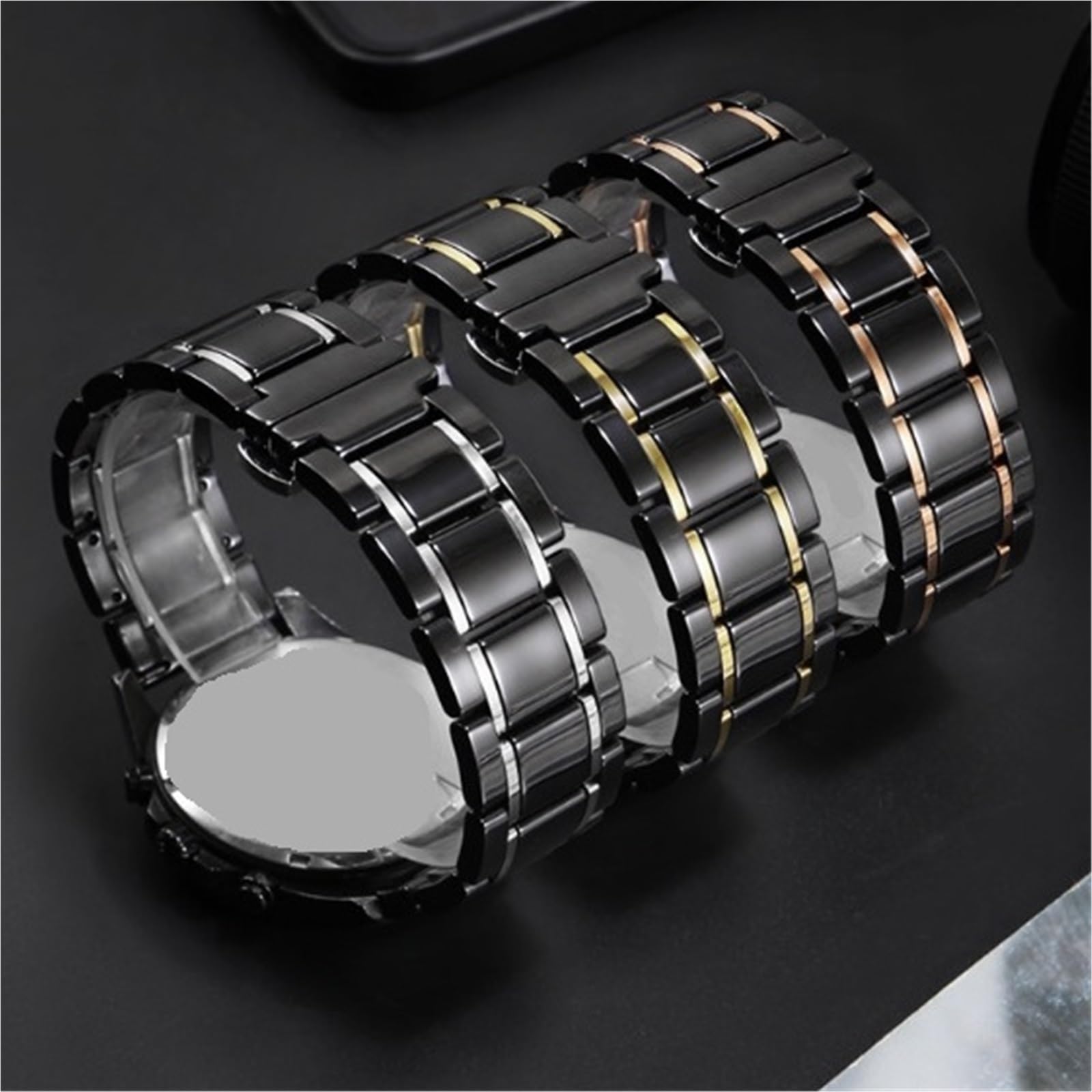 cinturino dell'orologio Cinturino in ceramica nera alla moda da 20 mm 22 Accessori polso classici durevoli e confortevoli lavoro