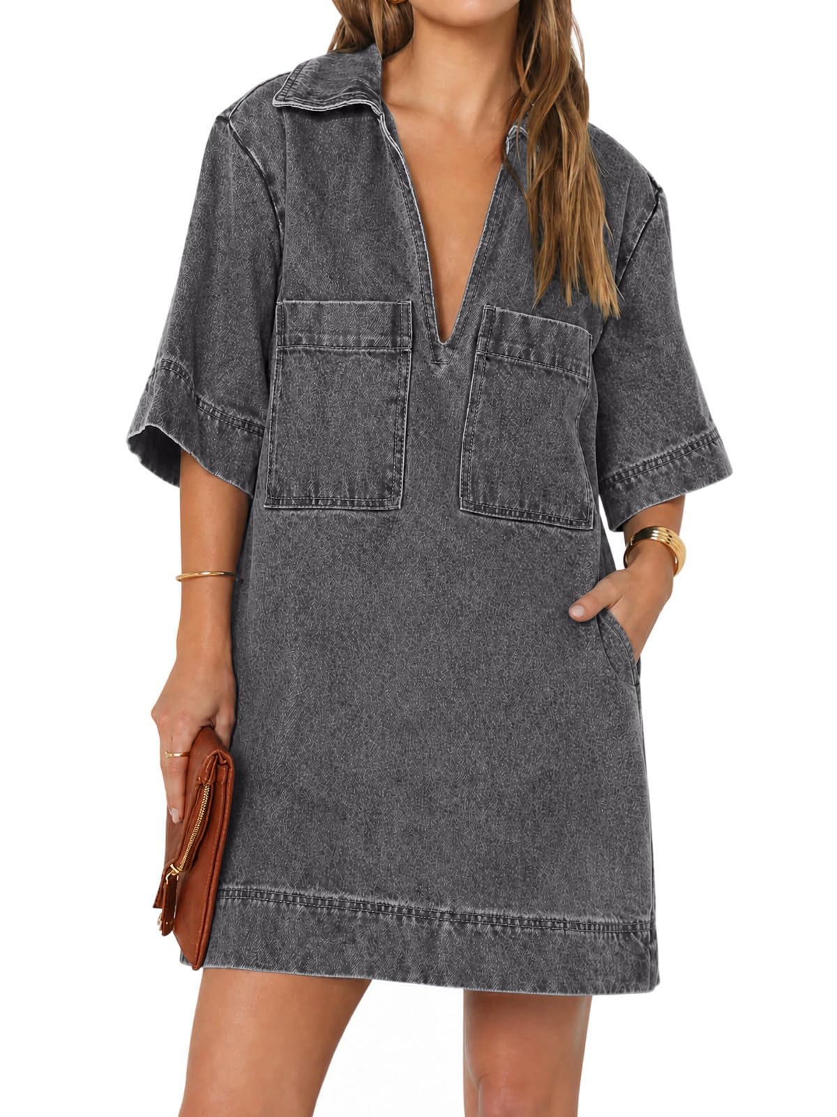 Fisoew Denim Dresses Clásico Mujer