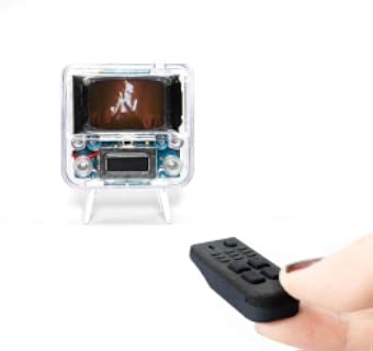 TinyCircuits TinyTV 2 Mini TV portátil retro - Pantalla IPS de 1.14 pulgadas, videos precargados y cargables, recargable USB-C, controles de perilla + control remoto pequeño (transparente) | 1.14" IPS Screen, Preloaded & Uploadable Videos, USB-C Rechargeable, Knob Controls + Tiny Remote