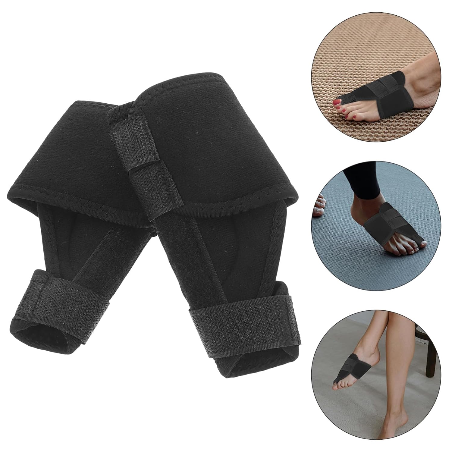 2pairs Big Splints and Separator Straps for Men and Women for Hallux Black