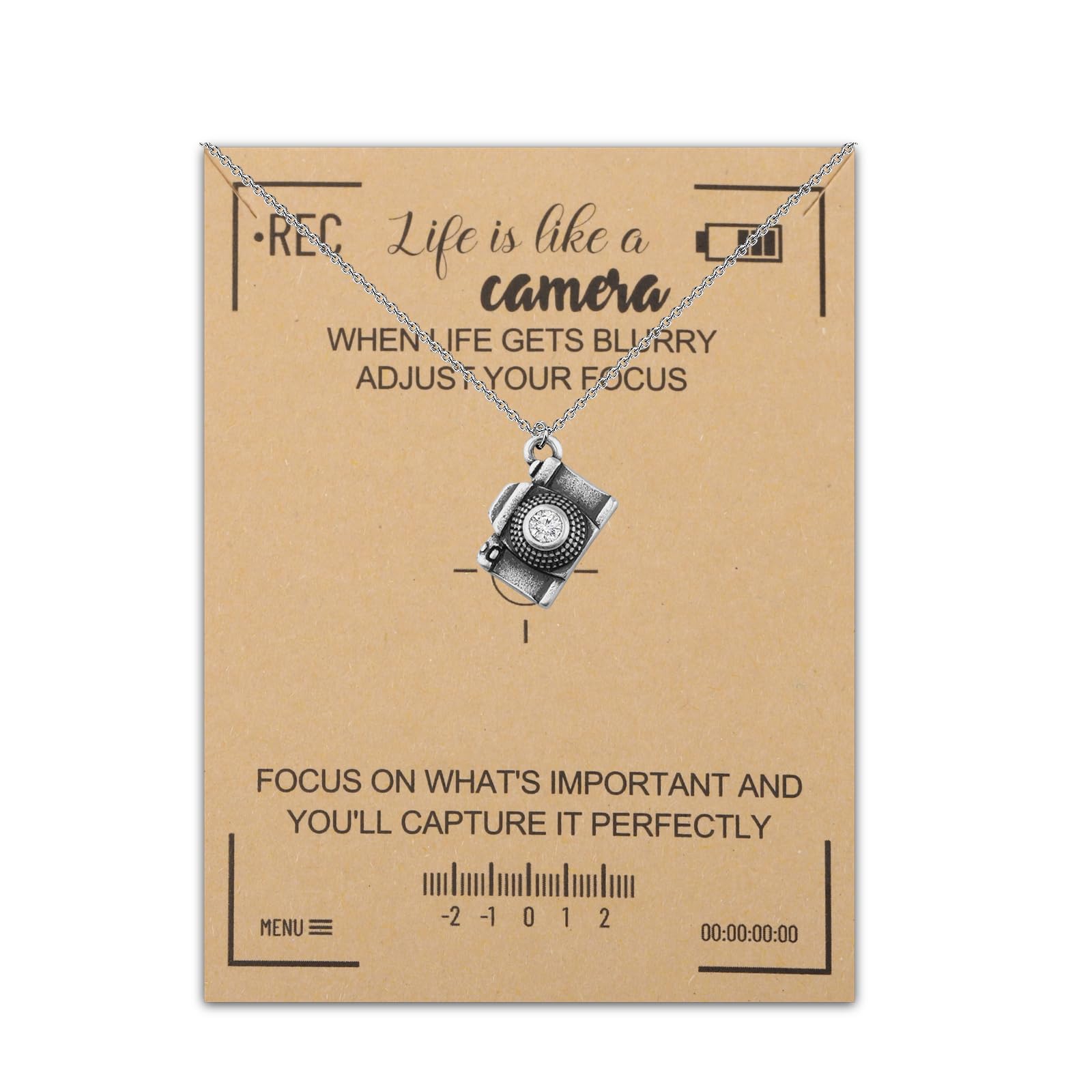 BNQLCamera Necklace Camera Gifts for Photographers Photography Gift Life Is Like a Camera Jewelry Necklace Photographer Necklace, Stainless Steel, stainless steel