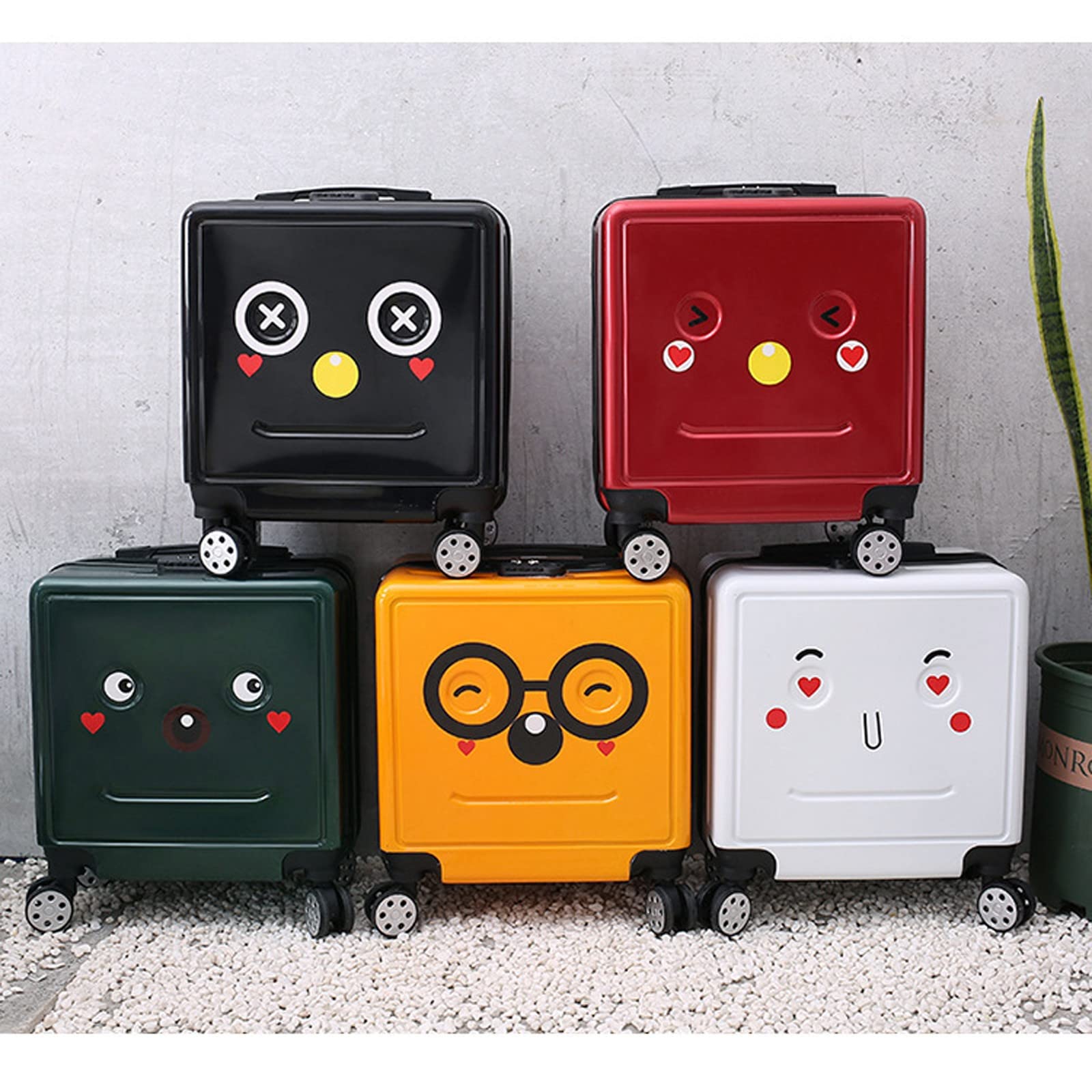 Equipaje para niños Maleta con Ruedas Universal silenciosa de Doble Fila de Dibujos Animados de 18 Pulgadas Maleta con Ruedas para niños pequeños Multicolor Opcional(Color:Yellow)