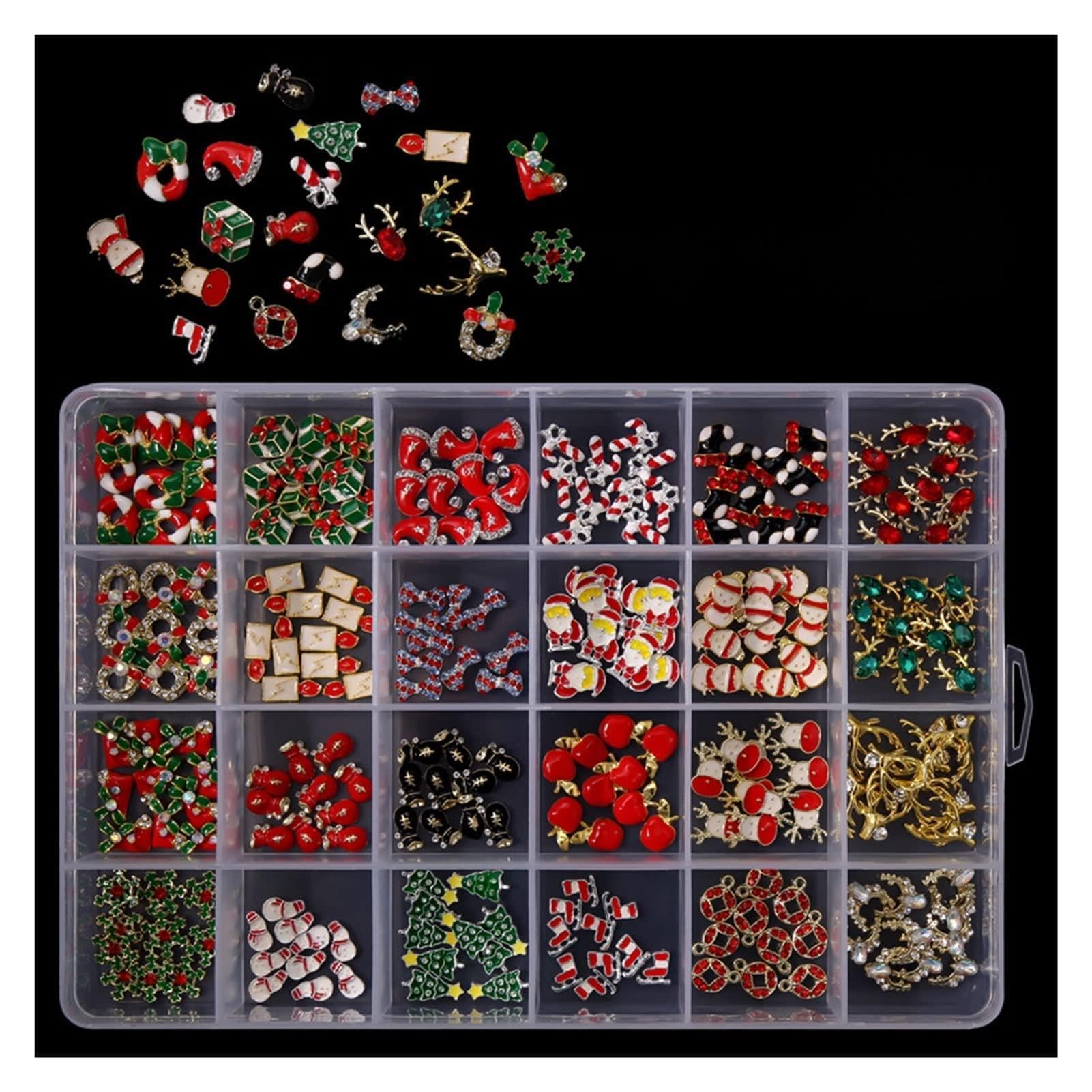 240pcs/pudełko świąteczne paznokcie stylizacja metalowa strzały 3D Pasek Rhinestone Paznokcie Naklejki na paznokcie majsterkowanie Dekoracje gwoździ(Material:240pcs)