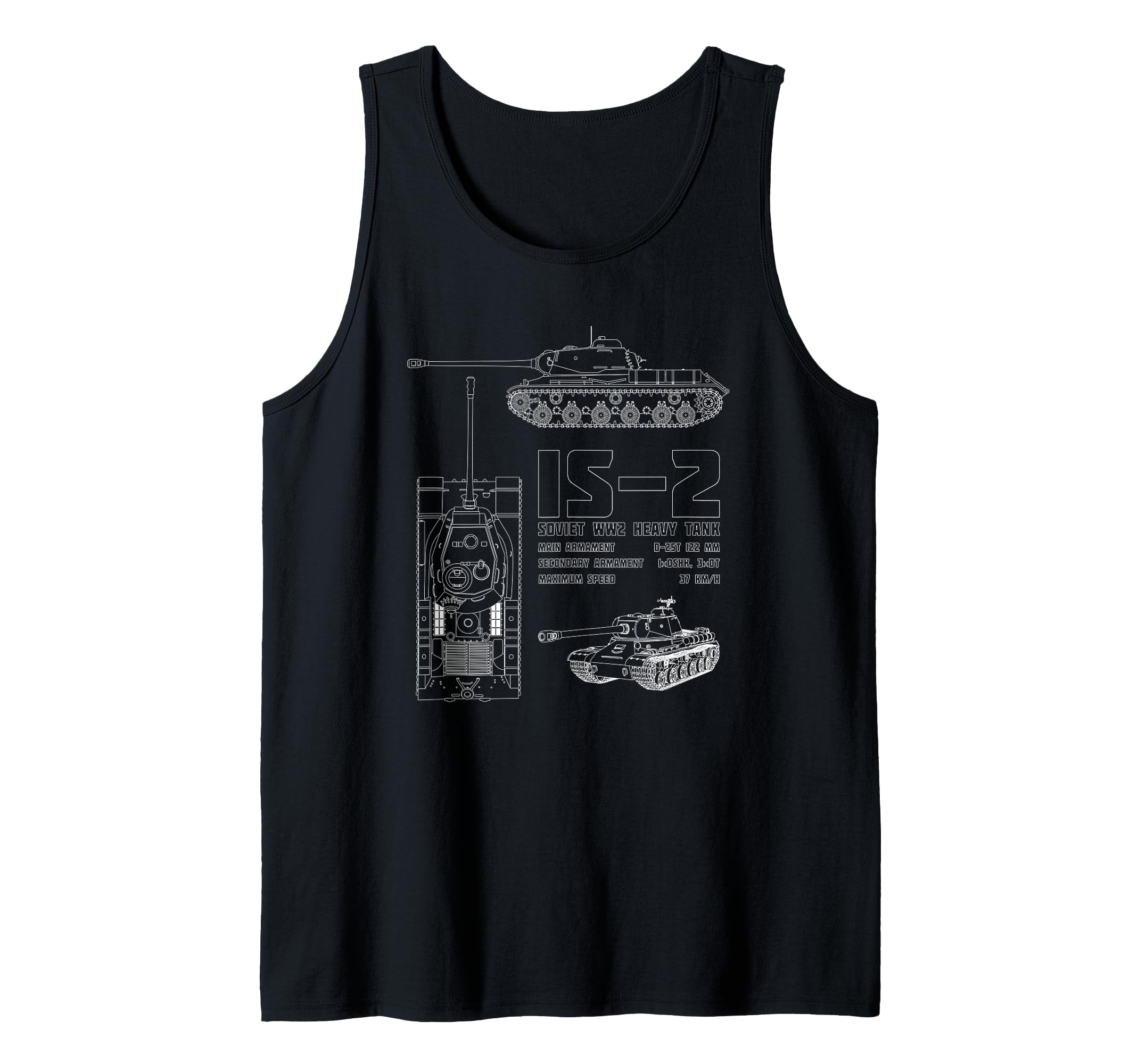 IS-2 WW2 Russian Heavy Tank Blueprints Diagrams Tank Top