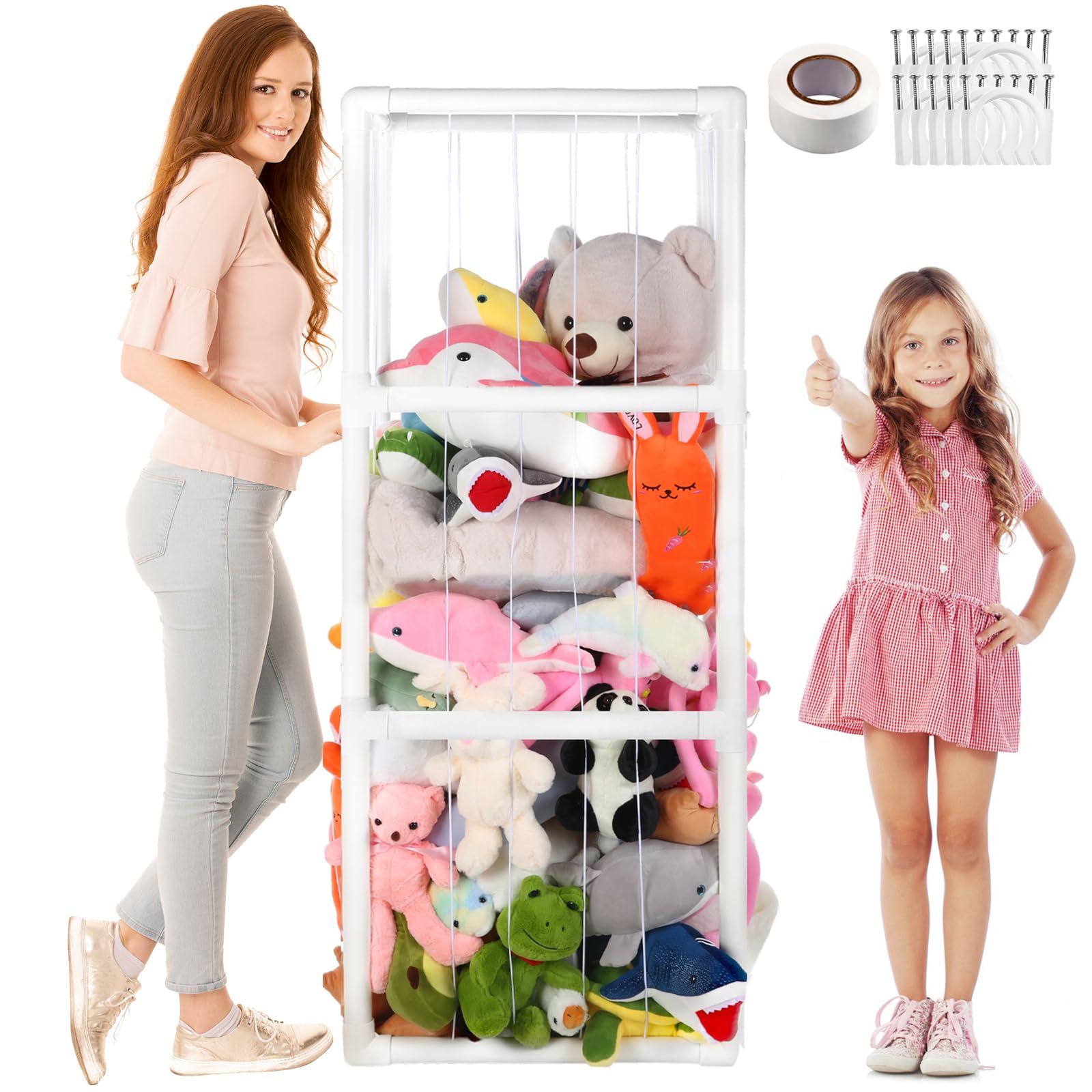 Organisateur de rangement pour animaux en peluche blanc pour chambre bébé