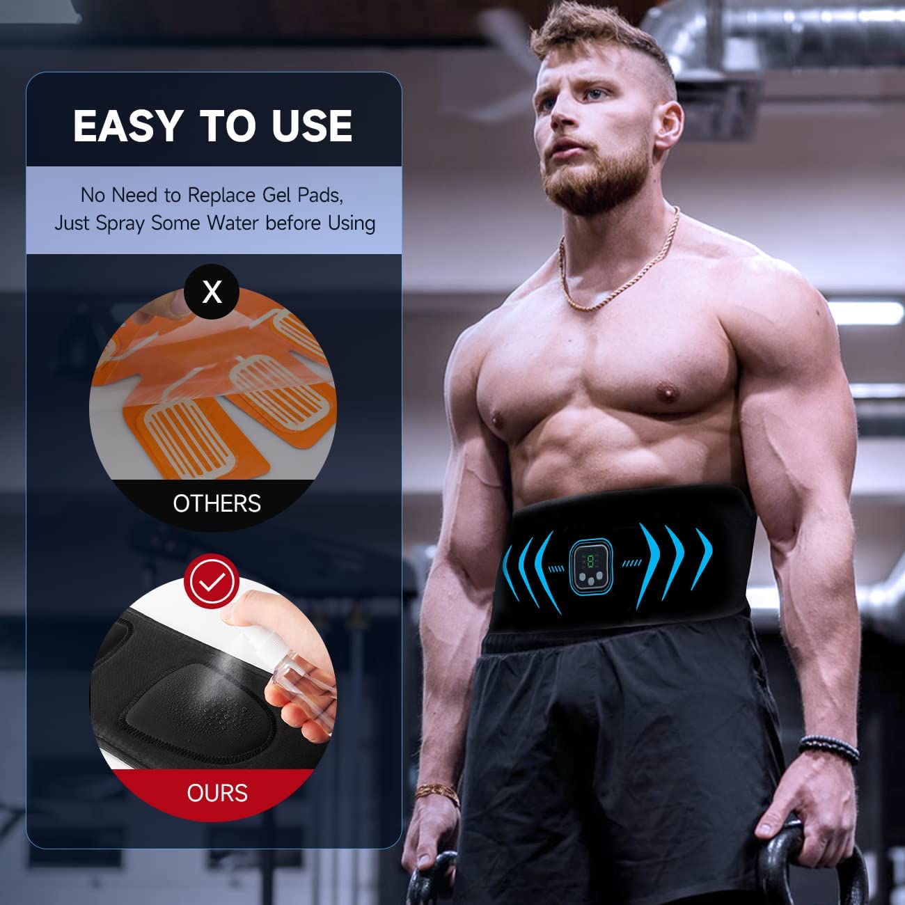EMS Trainingsgerät,Bauchtrainer Elektrisch,EMS Bauchmuskeltrainer Bauchmuskeltrainer mit EMS Technologie - 8 Modi & 19 Intensitäten, Zero Hard Homeful Übung
