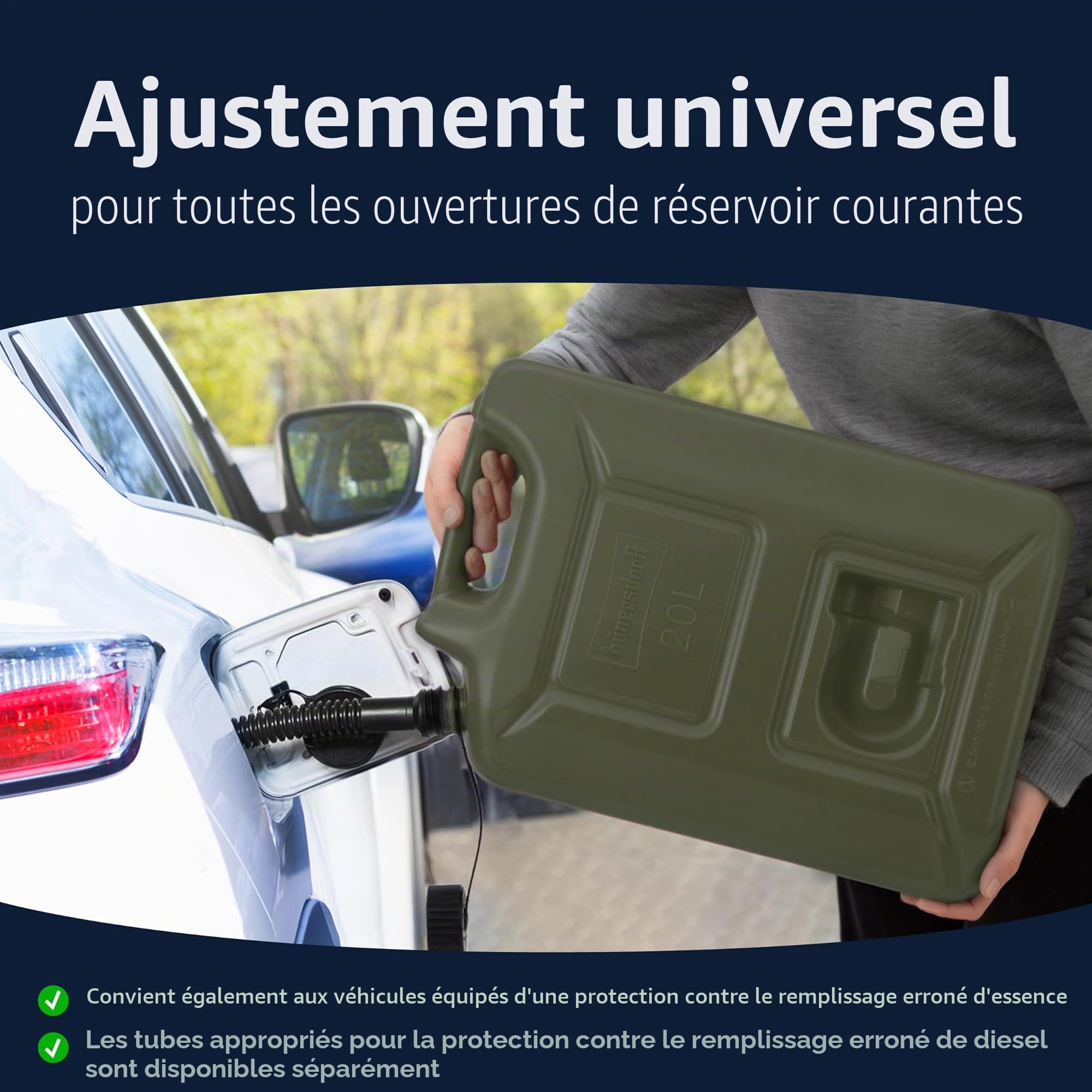 Hünersdorff Lot de 3 bidons de Carburant Professionnels de 20 l pour Essence, Diesel et Autres Produits Dangereux, fabriqué en Allemagne, Production certifiée TÜV, Olive