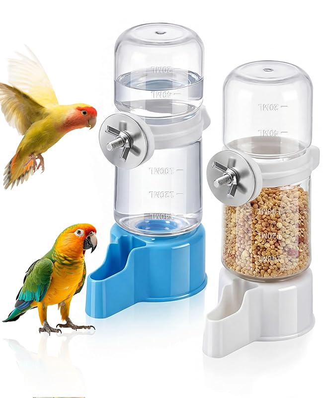 Comedouro e Bebedouro Automático para Gaiola de Aves DAWZMR, Removível, 2 Unidades