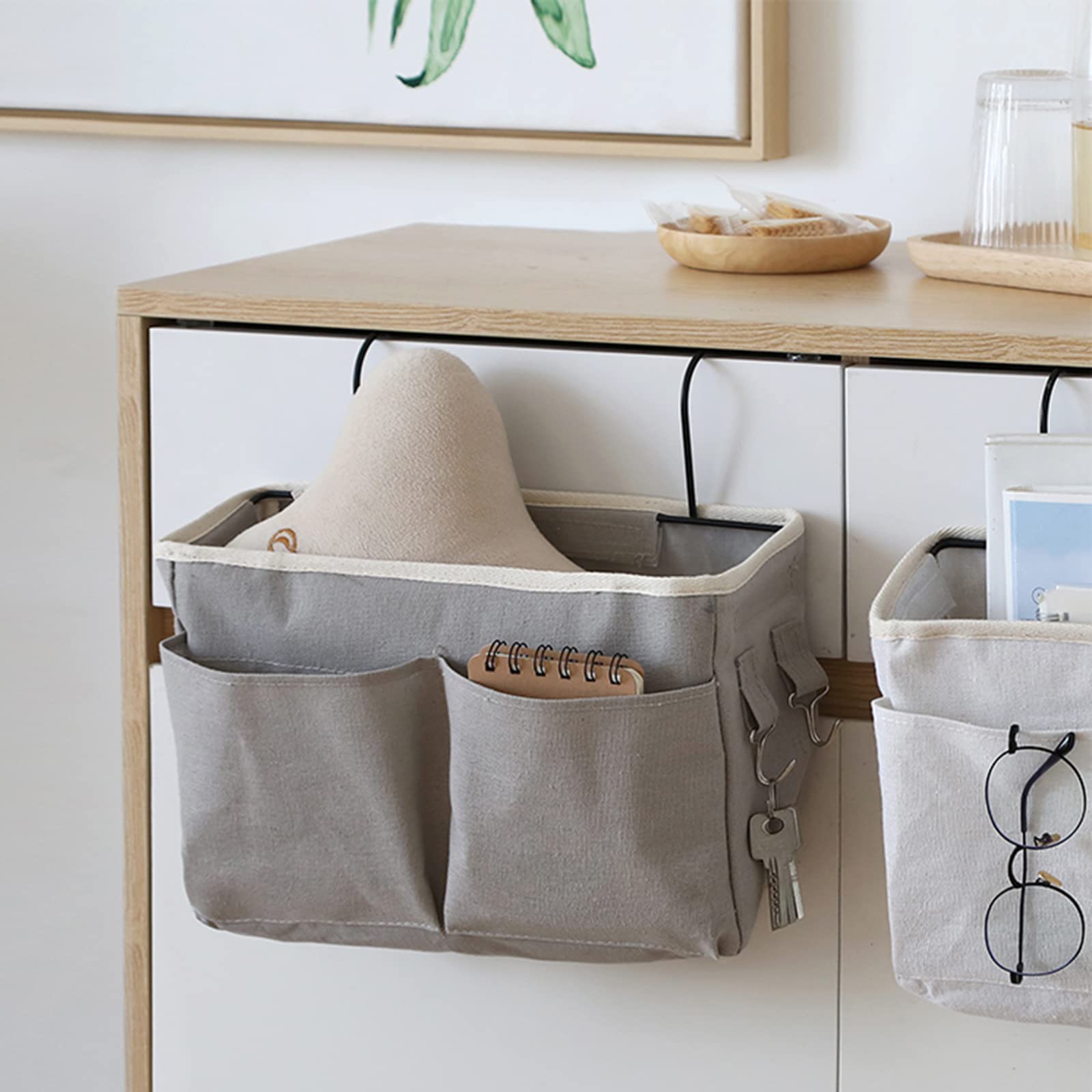 Organizador de cama 2 piezas colgante impermeable, bolsillo de almacenamiento para dormitorio, mesita de noche y sofá