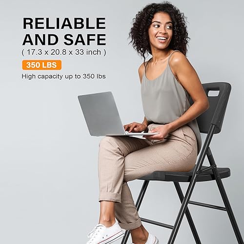 Miniatura 8 de VINGLI Sillas plegables, silla plegable resistente, asiento portátil de plástico HDPE con marco de acero para interiores y exteriores, comedor,