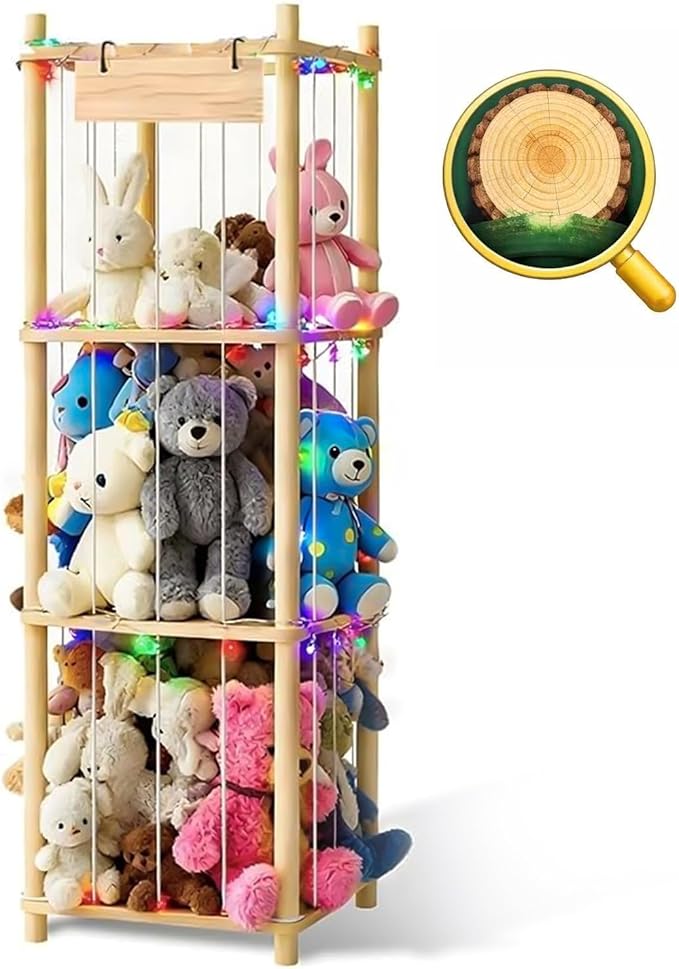 Natural Pine Stuffed Animal Storage Zoo Organizer