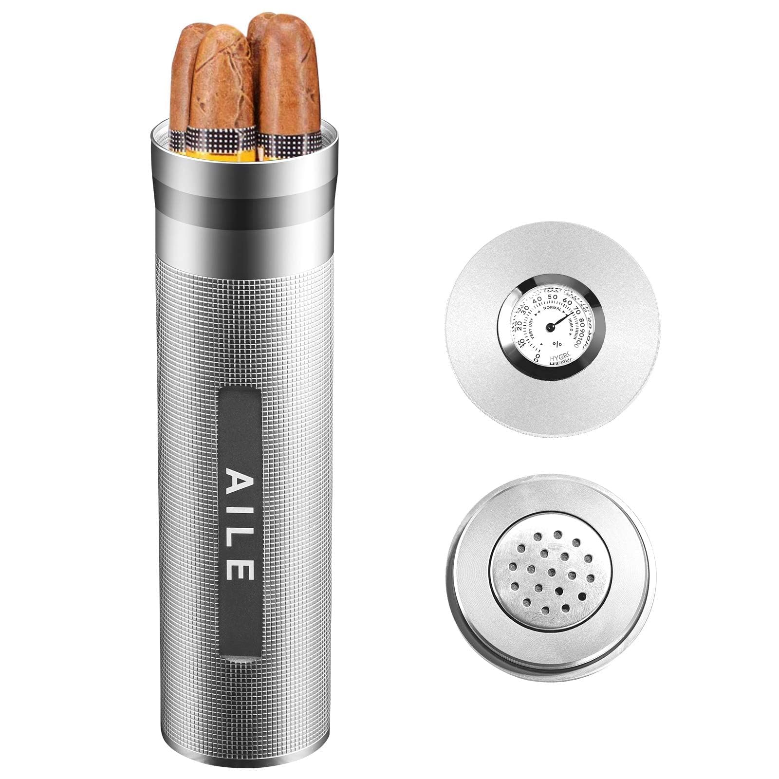 Photo 1 of AILE Stainless Steel Cigar Humidor with Hygrometer