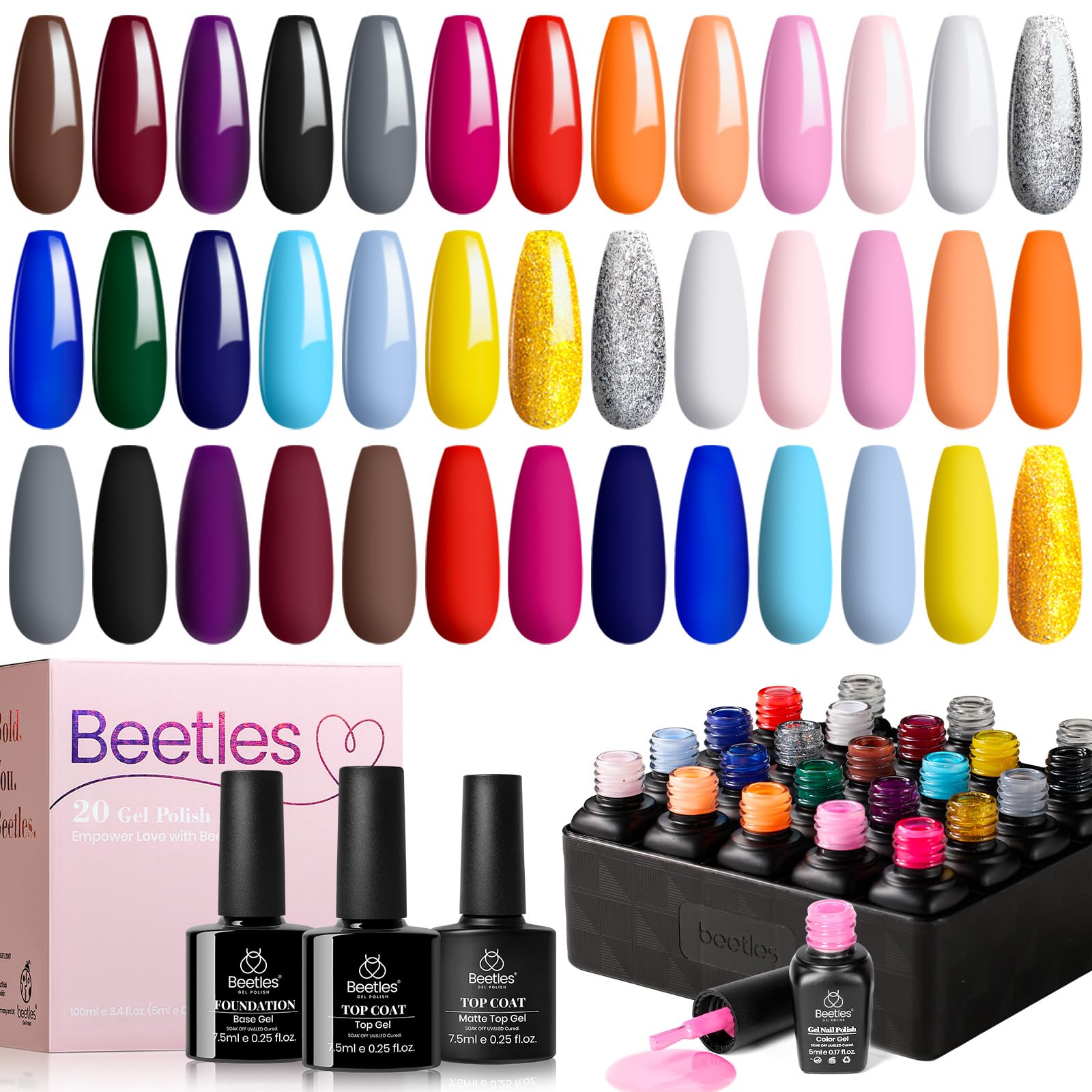 Imagen del producto: Beetles Kit de 20 Esmaltes de Uñas en Gel con Base y Top Coat