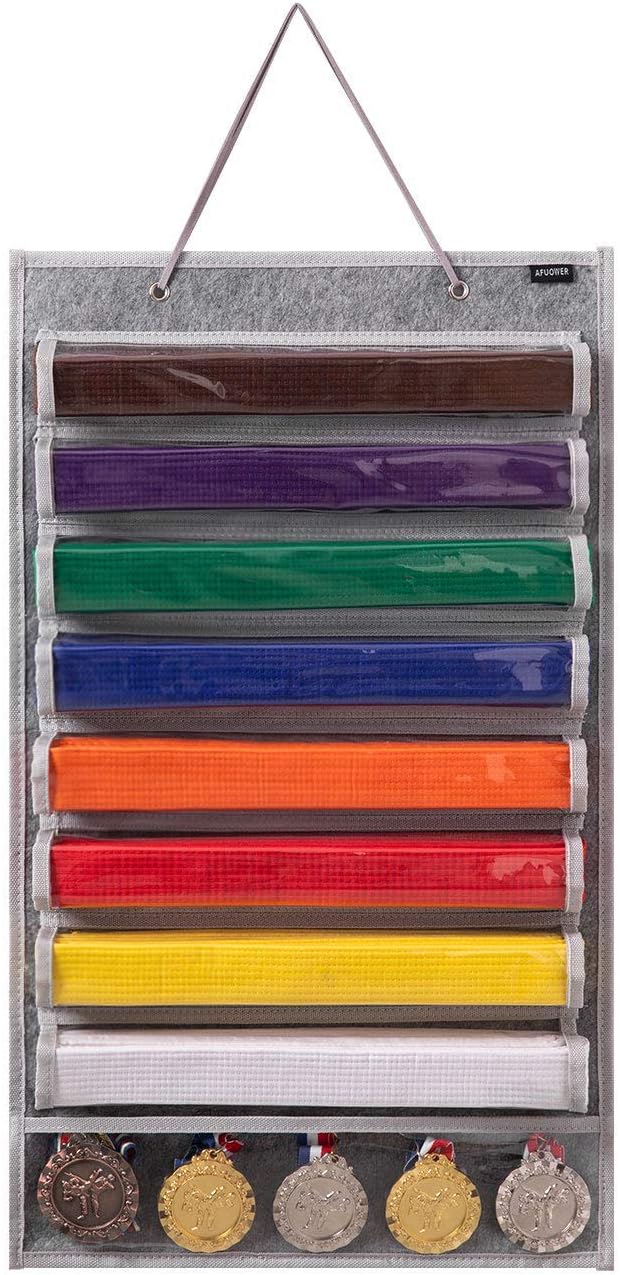AFUOWER Karate Belt Display for 8 Martial Arts Belts - 8 Levels (Patent Pending) : Sports & Outdoors