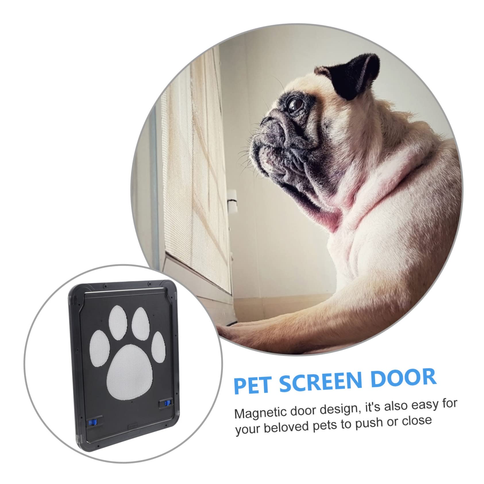 Puerta Mosquitera para Mascotas Negra de Hierro Cierre | Solapa Magnética, Bloqueo Automático, Instalación Sencilla en Casa o Exterior