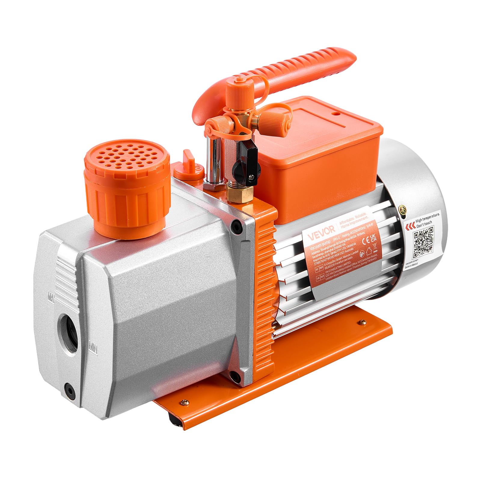 VEVOR Vakuumpumpe 7 CFM 198 L/min 2-stufig 550 W 4-poliger Motor für R134a R22 R410a R1234YF R32 Kfz-Klimaanlagen Harzentgasung