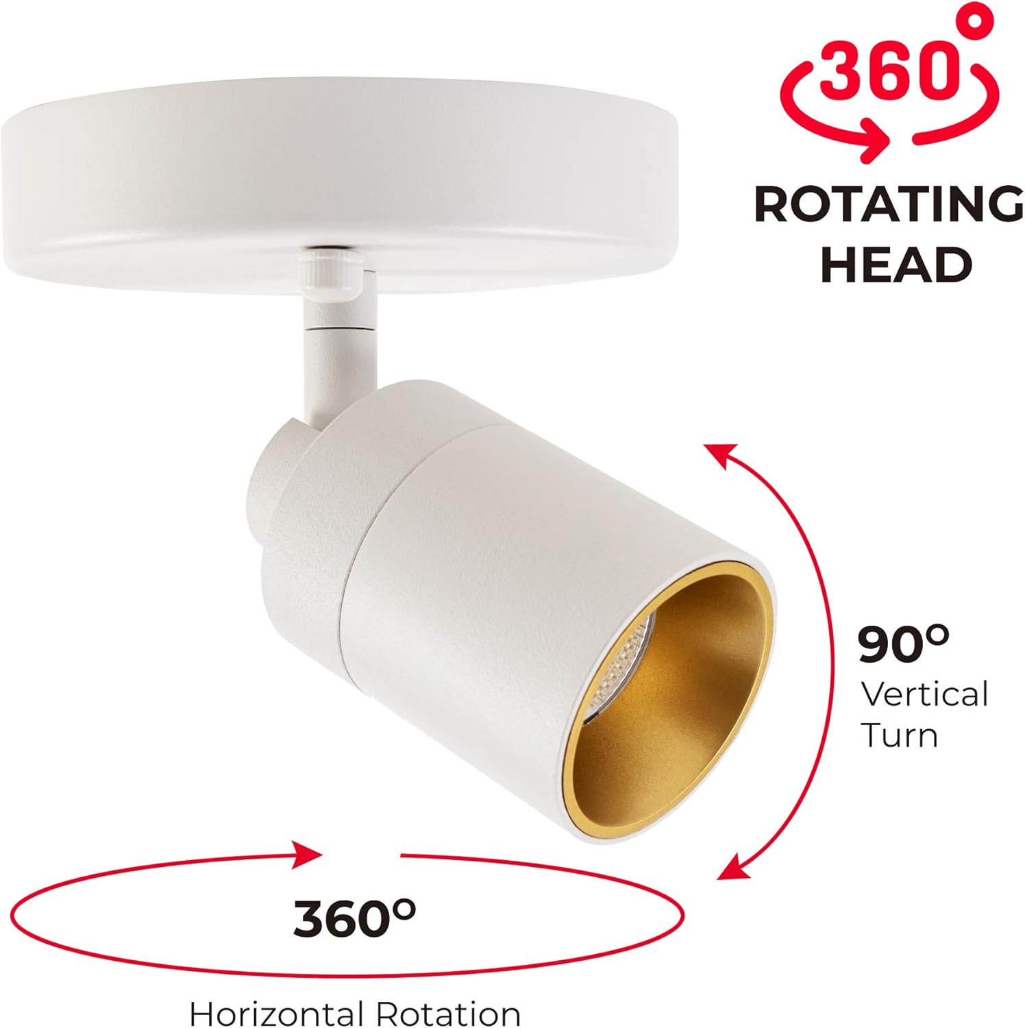 Up To 40% OFF Vidalite LED Monopoint Sconce Adjustable Flush Mount Spot Light with Rotating Head for Living Room Dining and Office, 4-Pack, White, 4