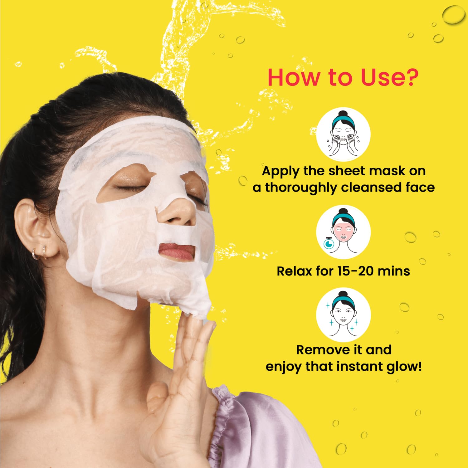 Chicnutrix – Collagen & Vitamin C Korean Sheet Mask | Instant Brightening & Glow | With Niacinamide & Hyaluronic Acid | All Skin Types | 25g - Image 7 thumbnail