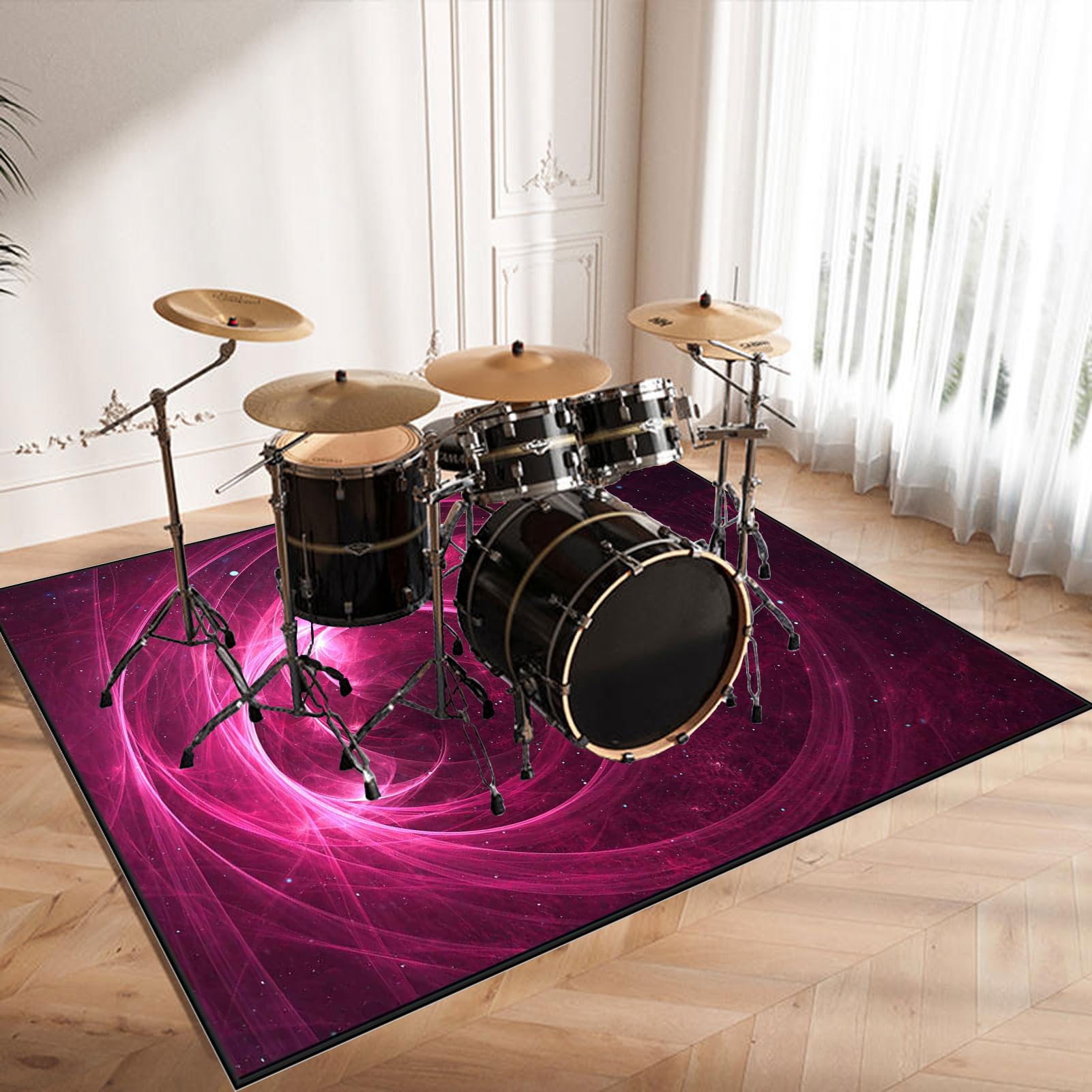 Drum Rug Trommel Teppiche Drum Teppich, Schallschutz Teppichmatte, rutschfeste Drum Matte für Akustik Schlagzeug Drum Kits Bass Drum Elektronisch Snare Klavier Musikinstrumente Teppich 180 x 140 cm