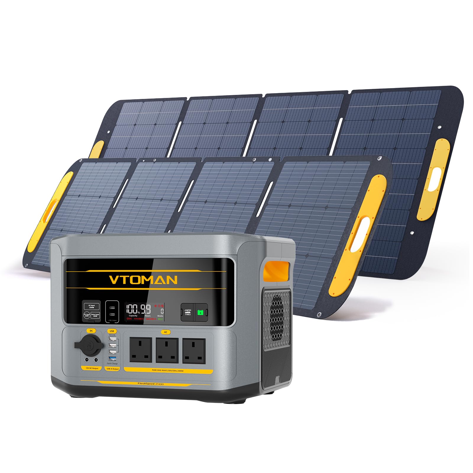VTOMAN FlashSpeed 2400 Power Station with 400W Solar Panel, 2400W/1408Wh LiFePO4 Battery, Expandable up to 2688Wh, 600W Solar Input, 1 Hr AC Fast Charge, Solar Generator for Camping, Home, Travel — view 11