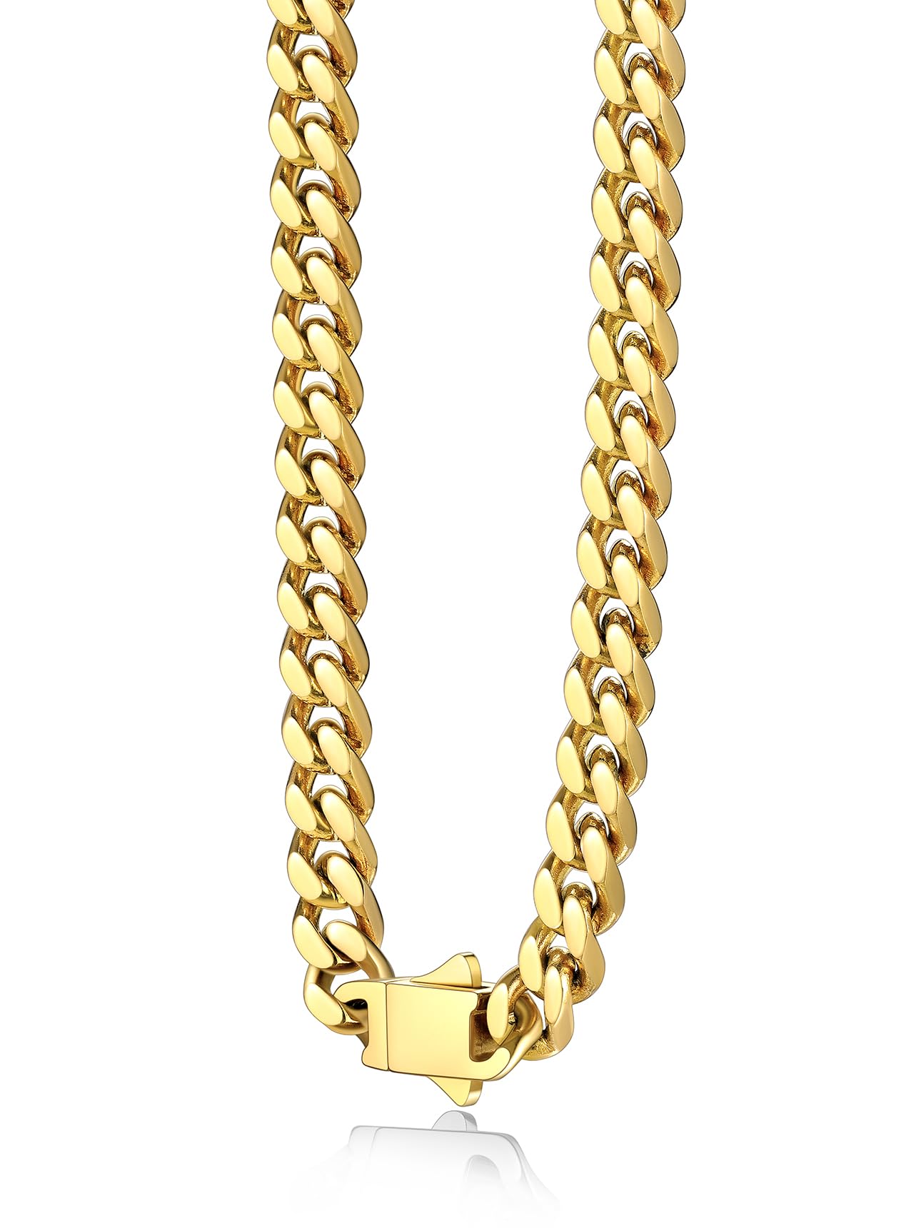 Bestyle Thick Stainless Steel Cuban Link Chain Black/Gold