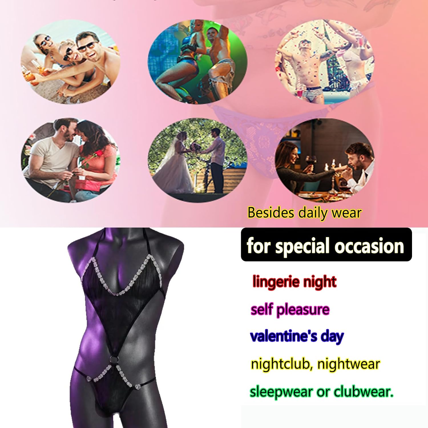 Men's Sissy Bodysuits Thong Pouch Panties, Feminine One Piece Romper For Men Sexy Gay Lingerie Crossdresser