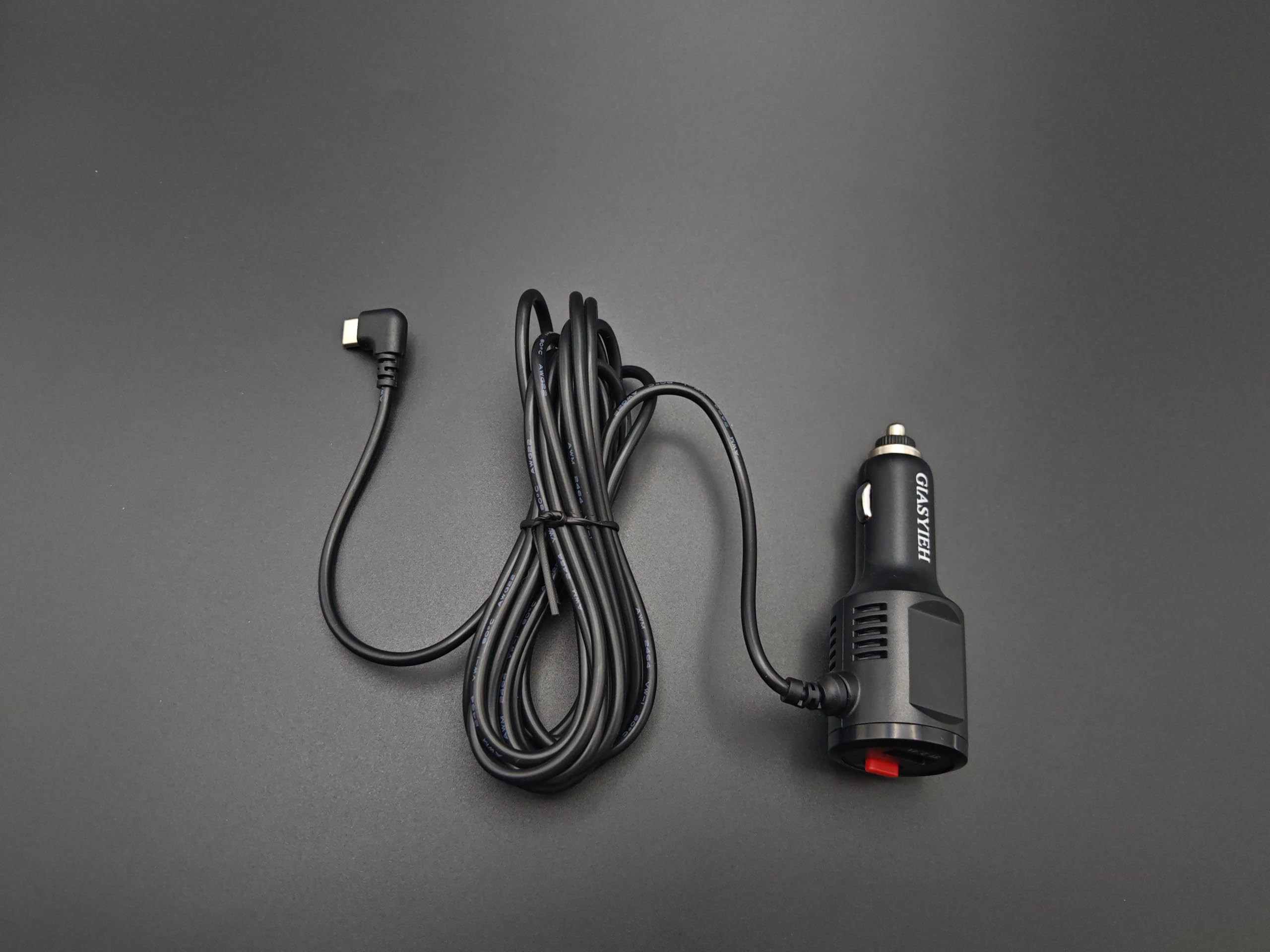 Dashcam-Ladegerät, USB C, Dual-Port-Dashcam-Netzadapter mit Schalter, Typ C, 90 Grad abgewinkelt, Auto-Schnellladekabel für Redtiger/Vantrue/Garmin GPS-Navigator, 30 cm
