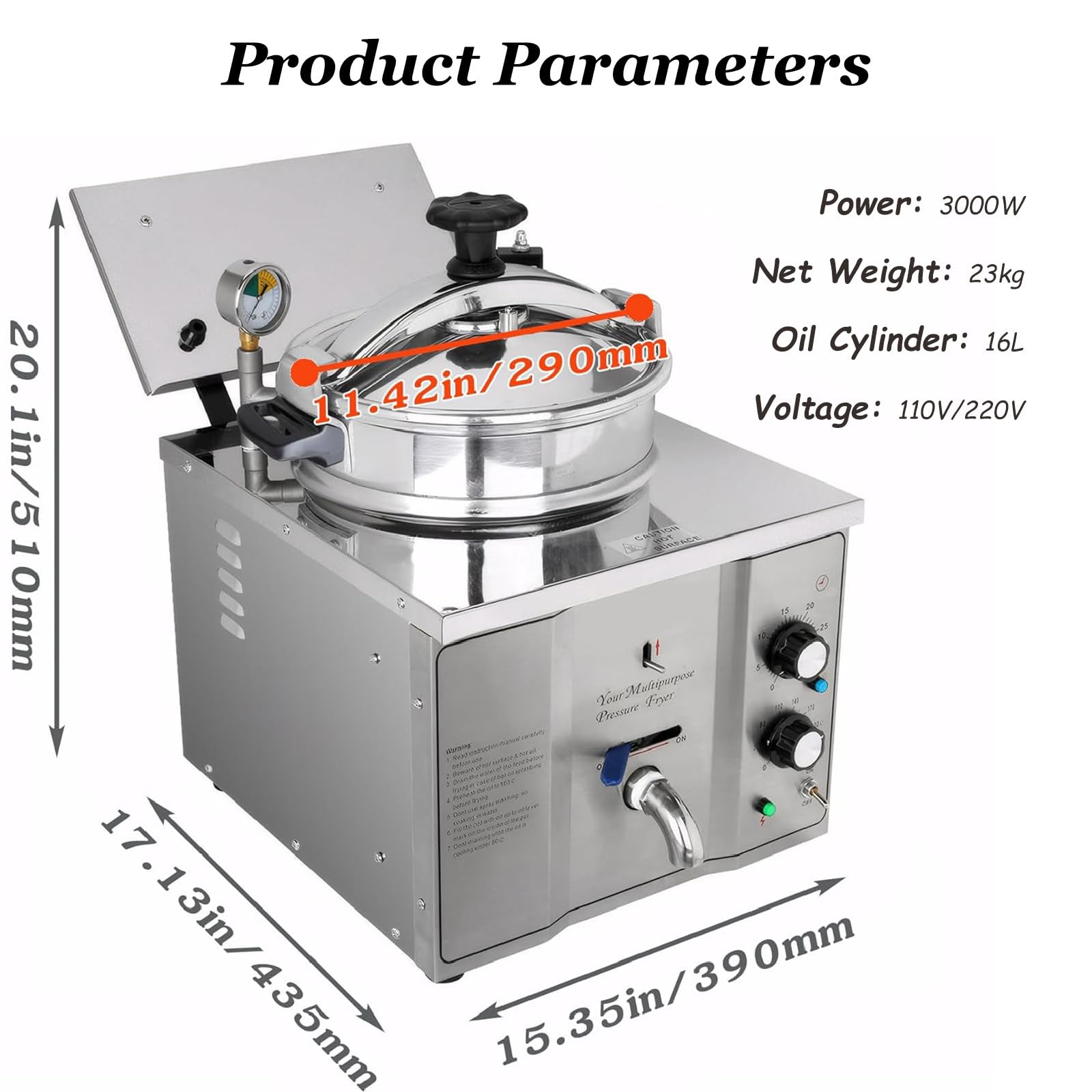 Friggitrice Elettrica Da 3000 W Con Temperatura E Timer Regolabili, Friggitrice Commerciale Con Cestelli, Friggitrice Elettrica Da Banco Per Uso Commerciale E Di Ristorazione,220V