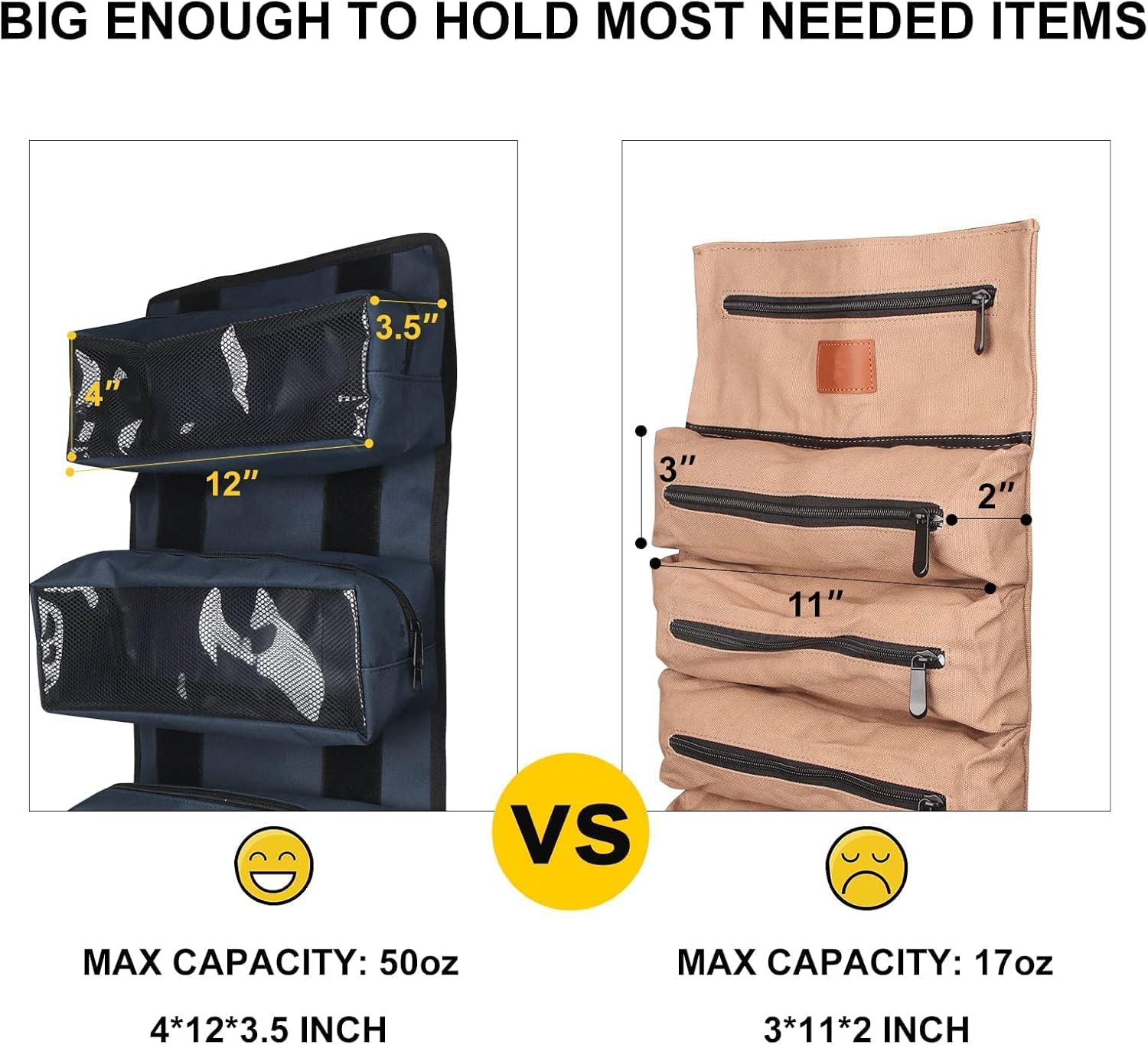 Tool Roll Organizer, Tool Roll Bag Pocket Wrench Roll Pouch, Electricians Wrench Roll, Mechanic Tool Roll Bag, Tool Pouch for Electrician, HVAC, Plumber, Carpenter or Auto Mechanic(Blue)