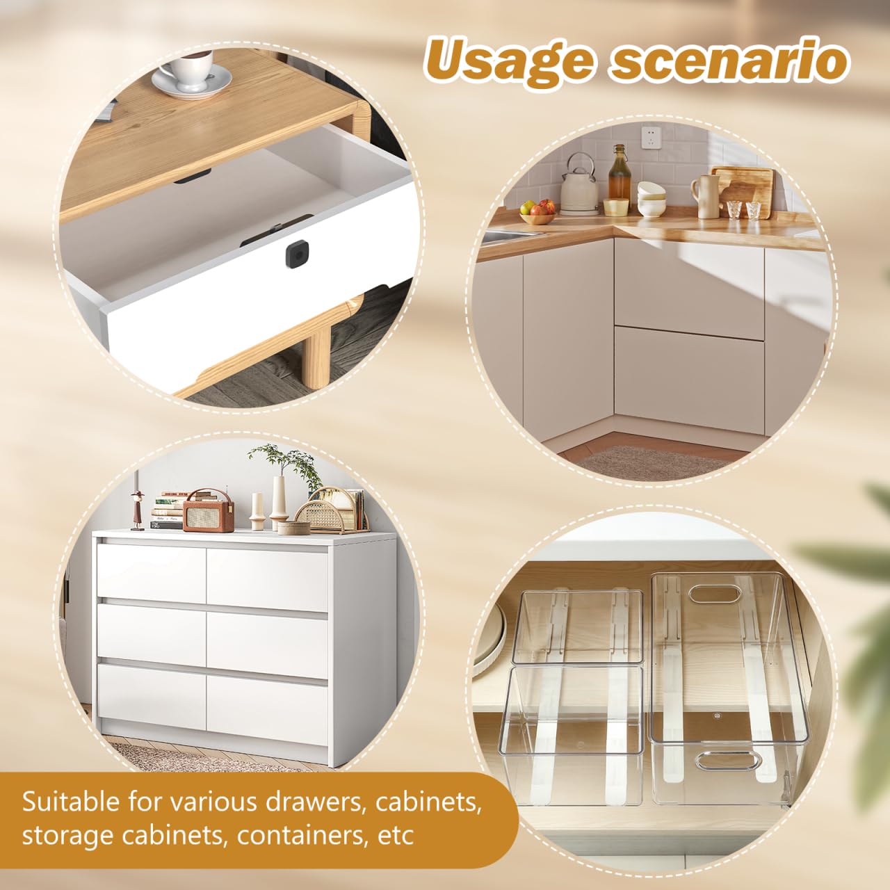 COLLBATH Pack of 4 Storage Box Rails, Furniture Slide Rails, Sliding Drawer Runners - Image 2