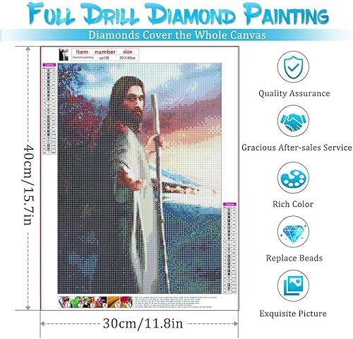 Miniatura 2 de YPF Kits de pintura de diamantes de Navidad 5D para adultos principiantes, arte de diamantes de Jesús, taladro redondo completo, kits de arte de