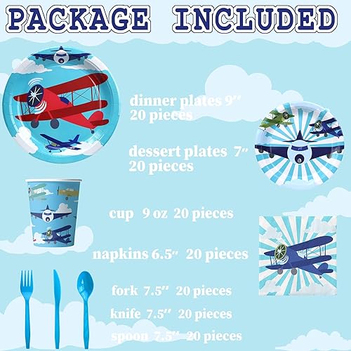 Miniatura 3 de Platos y servilletas de fiesta de avión - Decoraciones de fiesta de avión - Vajilla de fiesta de avión - Recuerdos de fiesta de avión - Suministros