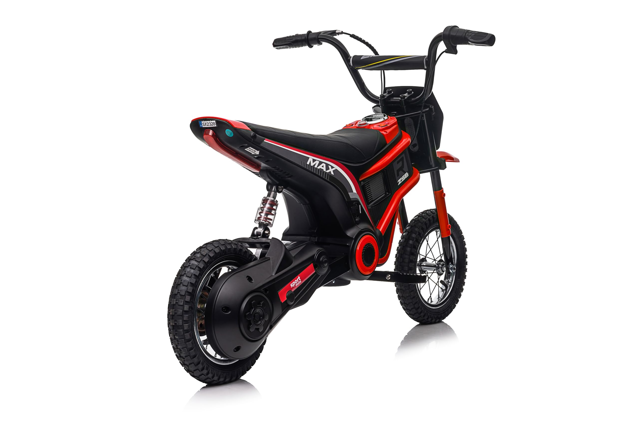 FINOOS Motocicleta Eléctrica Niños, Moto Eléctrica con Motor de 350W, 2 Modos de Velocidad de 8/16 KMH, 20km de Largo Alcance, Neumático de 12'', Moto Cross para niños de 3 a 8 años (Rojo)