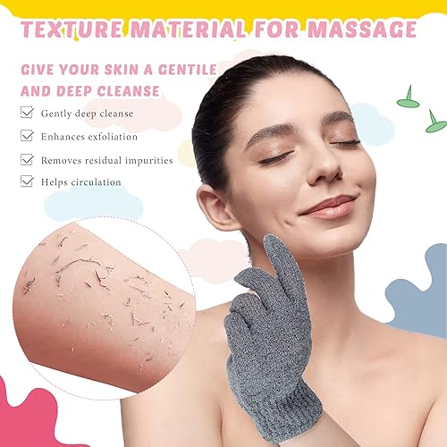 Miniatura 4 de Juego de 4 paños exfoliantes para la espalda, 2 toallas exfoliantes de nailon para la espalda, 2 pares de guantes de ducha para mujeres y hombres,