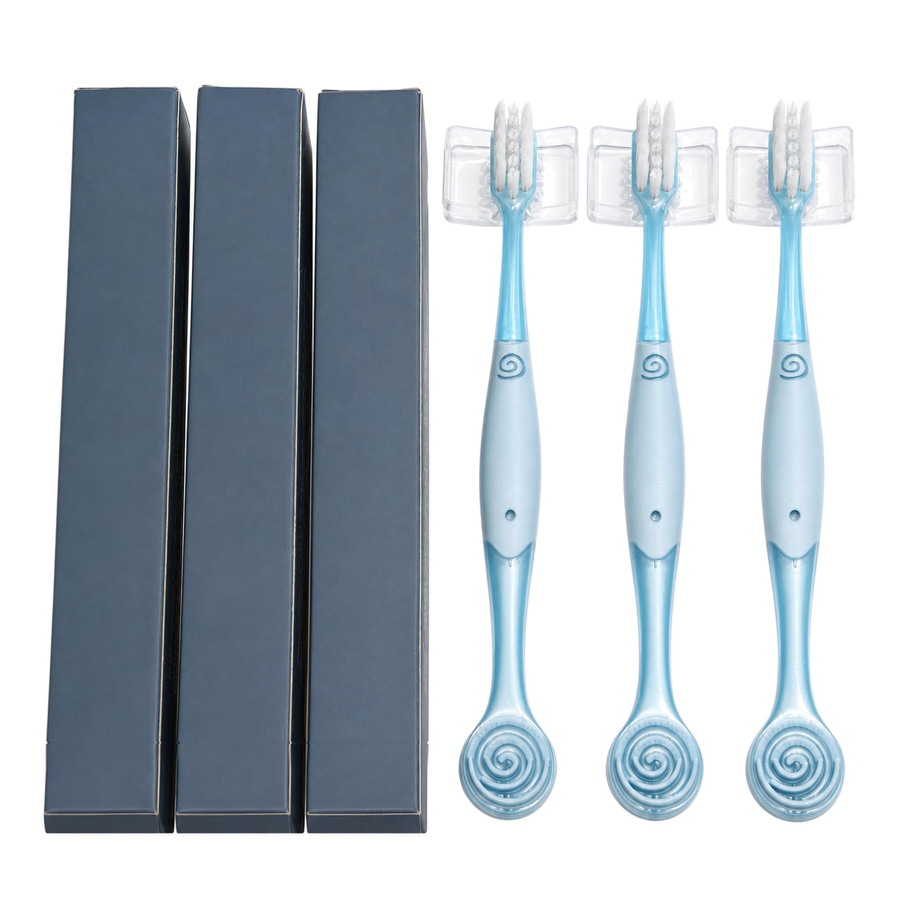 Spazzolino da denti ortodontico a forma di U per parentesi graffe, per bambini, per denti sensibili, setole morbide, con pulisci lingua, 3 pezzi (blu)