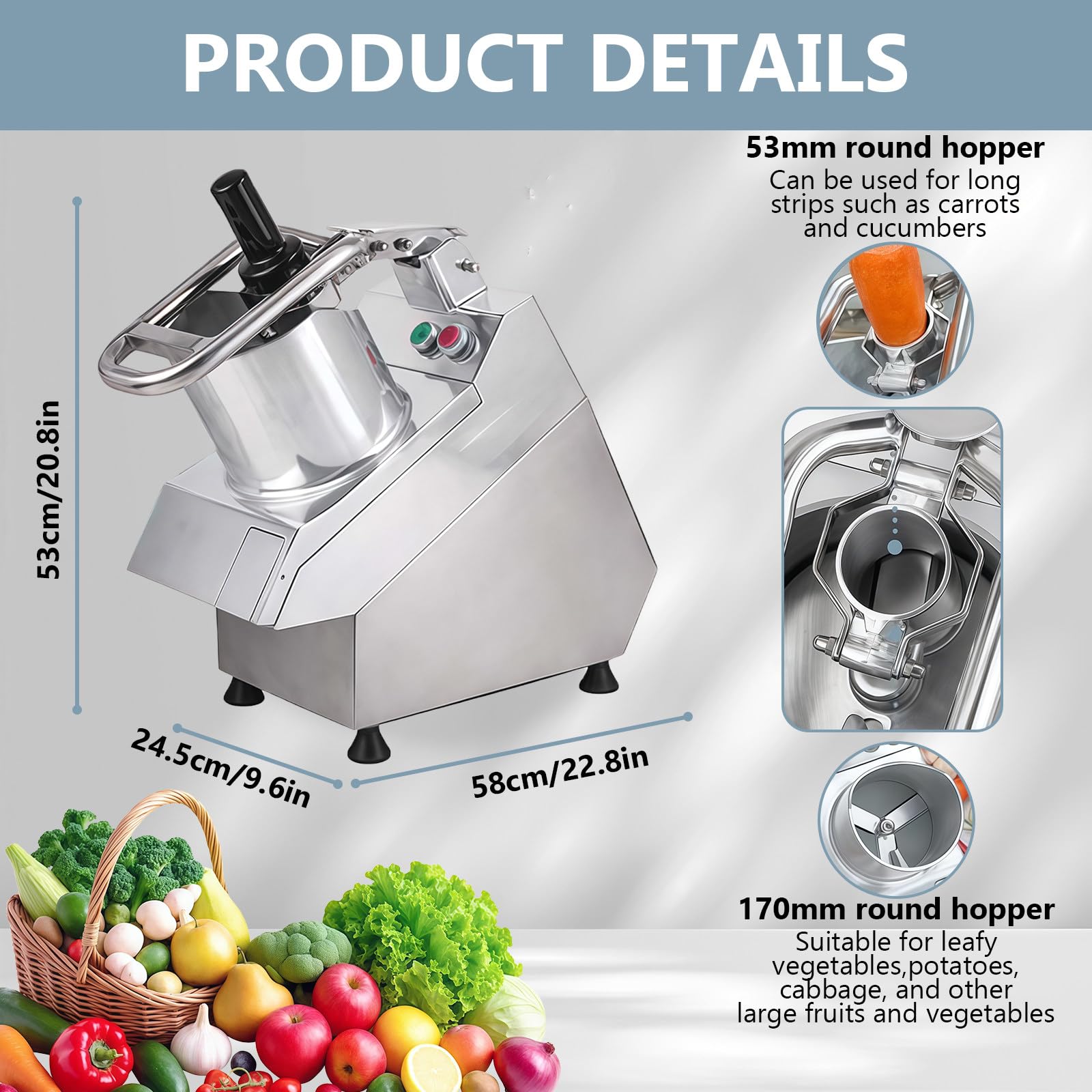 BANGBANGJI Tagliaverdure Automatico Multifunzionale Commerciale da 750 W e Robot da Cucina, affettatrice per Patate e cipolle, con 6 Lame Staccabili, Adatto per cucine Commerciali